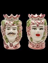 Carica l'immagine nel visualizzatore di Gallery, TESTE DI MORO Coppia uomo donna h 14.5 cm