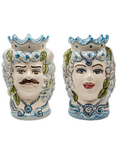 Carica l'immagine nel visualizzatore di Gallery, TESTE DI MORO Coppia uomo donna h 14.5 cm
